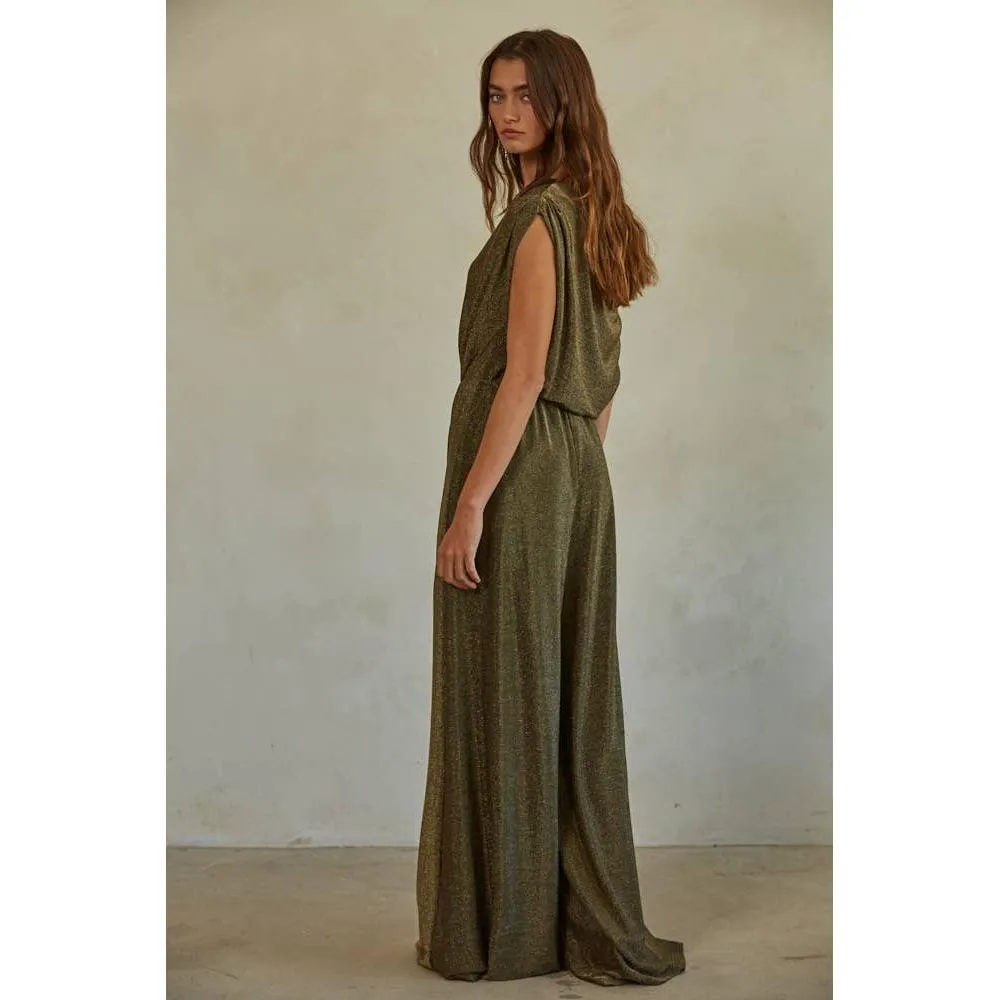 The Gwen Jumpsuit in Gold Black [Sizes S-L]