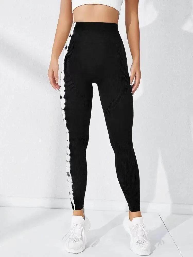 TidalWave High-Waist Ribbed Tie-Dye Seamless Leggings