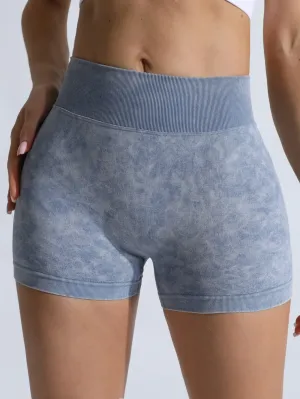 Unspoken High-Rise Seamless Scrunch Butt Acid Wash Biker Shorts
