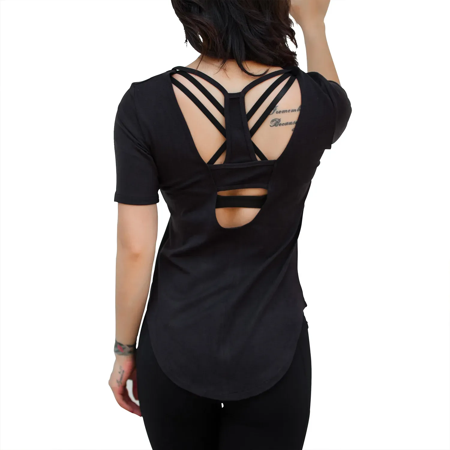 Vicki Short Sleeve Strappy Open-Back Top