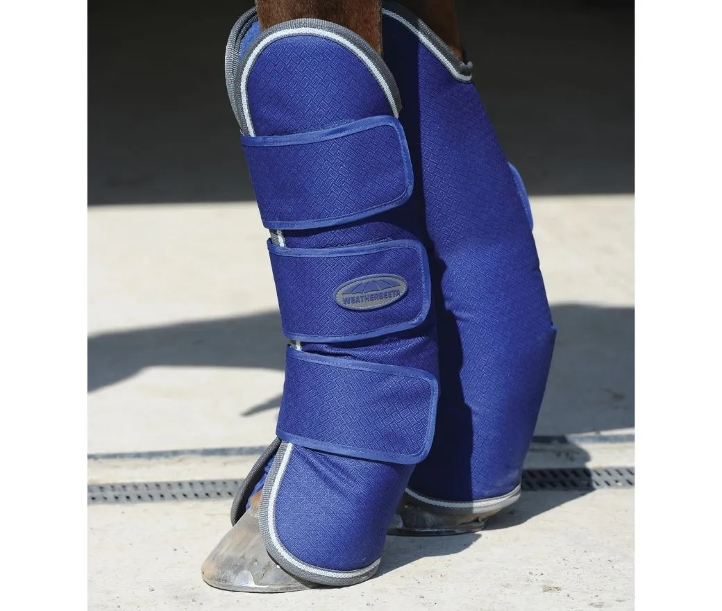 Weatherbeeta Wide Tab Long Travel Boots Dark Blue/Grey/White