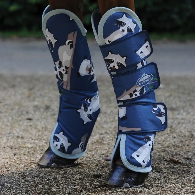 Weatherbeeta Wide Tab Long Travel Boots Racoon Print