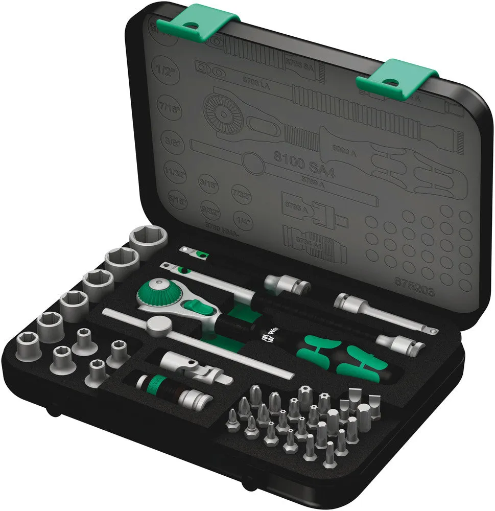 Wera 05003535001 8100 SA 4 Zyklop Speed Ratchet Set, 1/4" drive, imperial, 41 pieces
