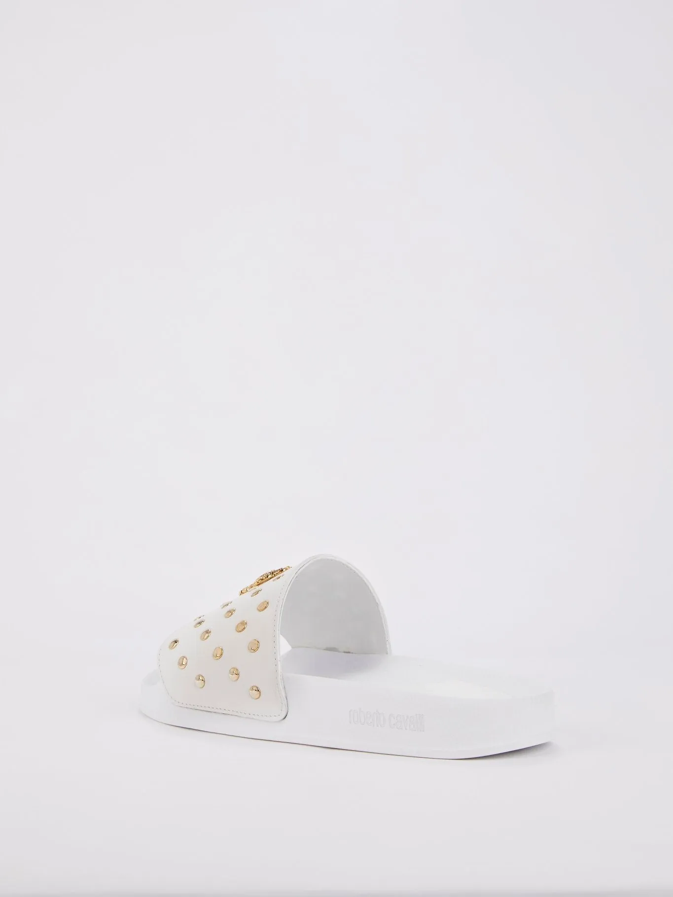White Snake Monogram Studded Slides