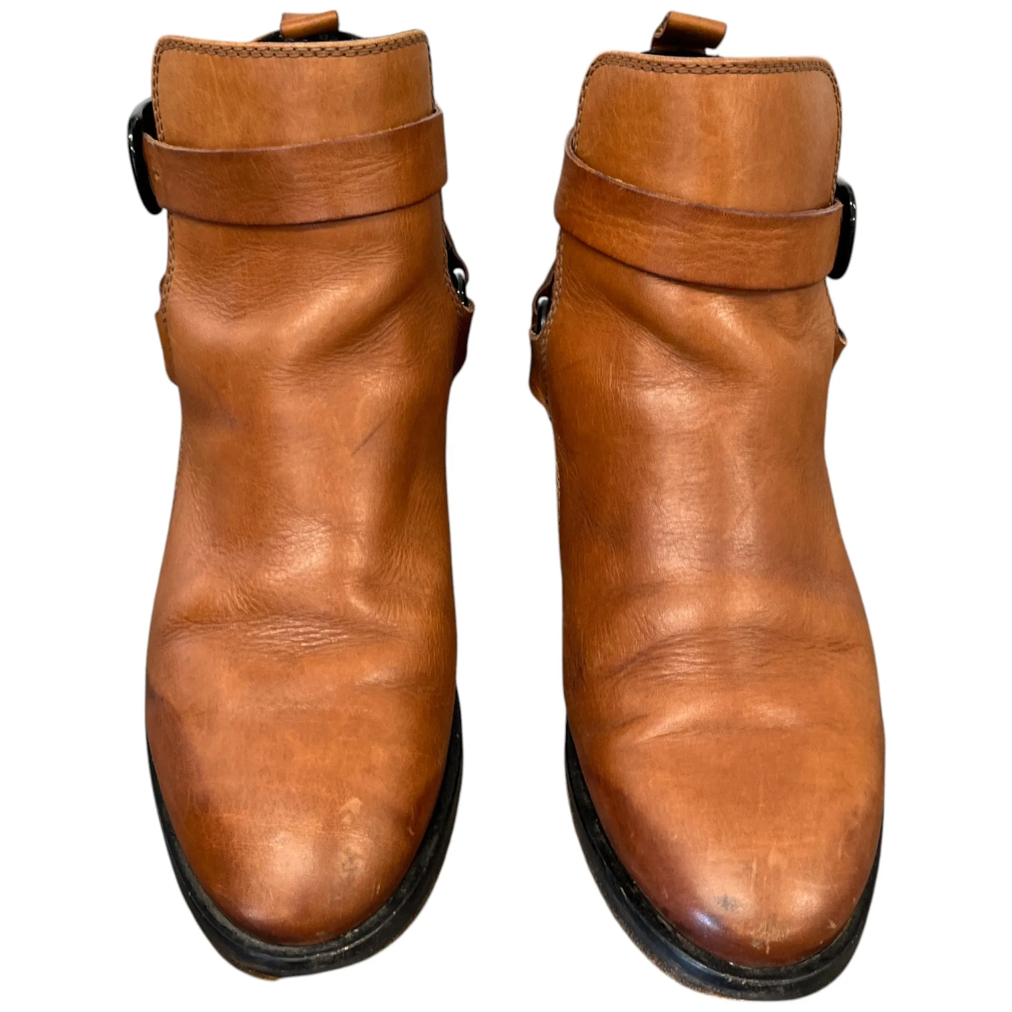 Women's Buckle Detail Leather Ankle Boots Brown Size EU 39 / UK 6