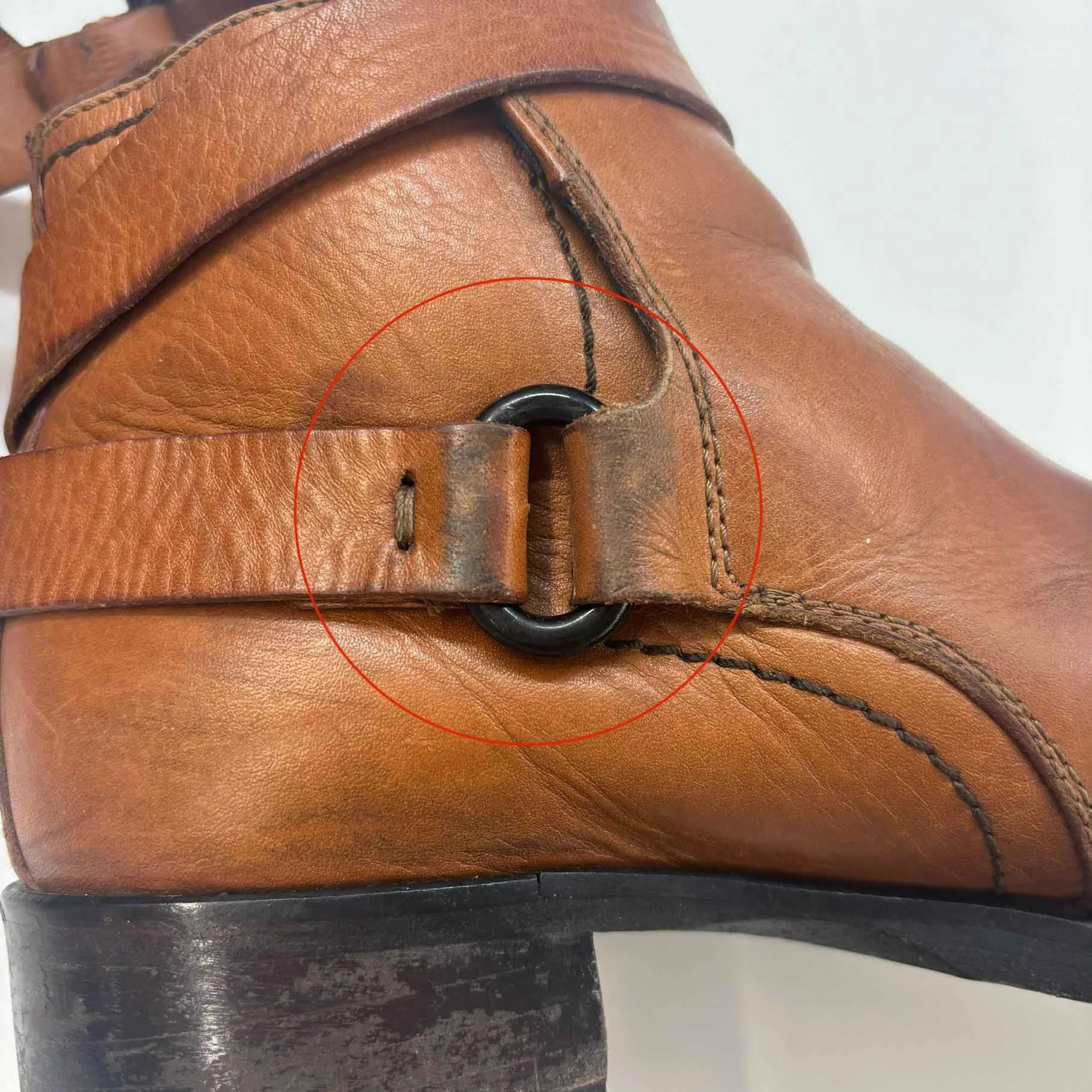 Women's Buckle Detail Leather Ankle Boots Brown Size EU 39 / UK 6