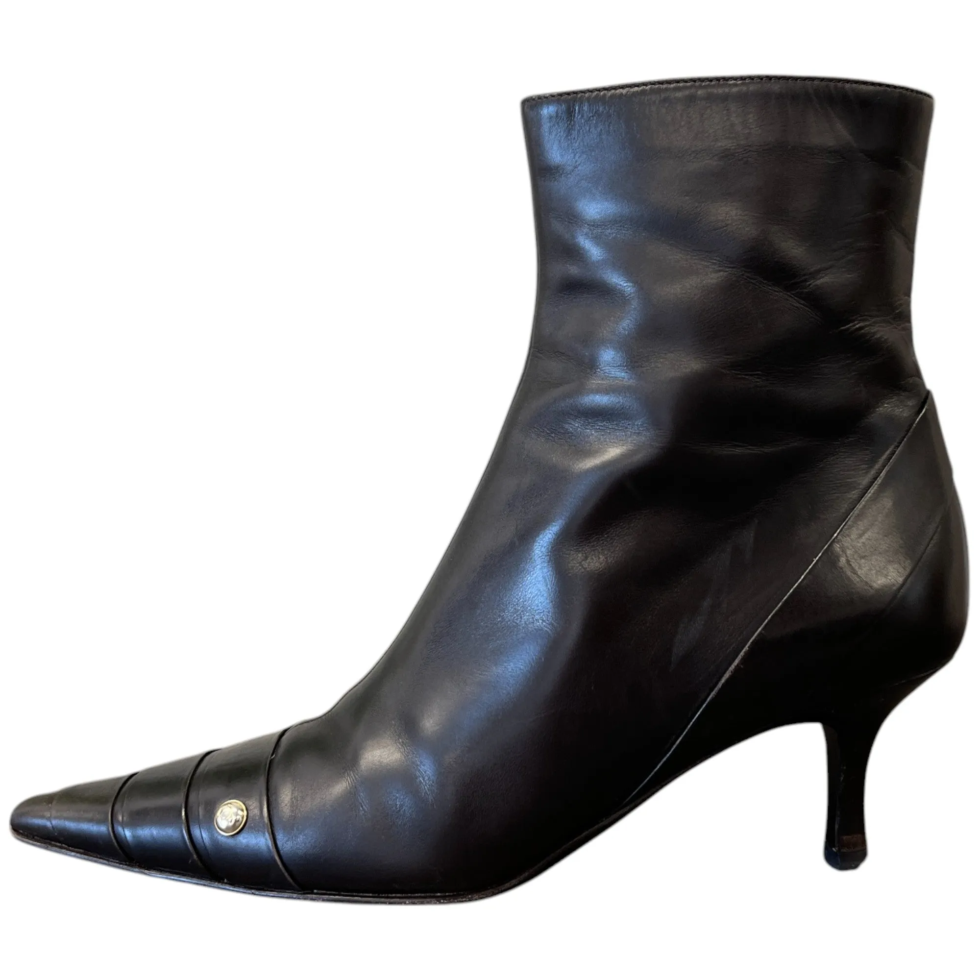 Women's Pointed Toe Logo Ankle Boots Brown Size EU 36 / UK 3