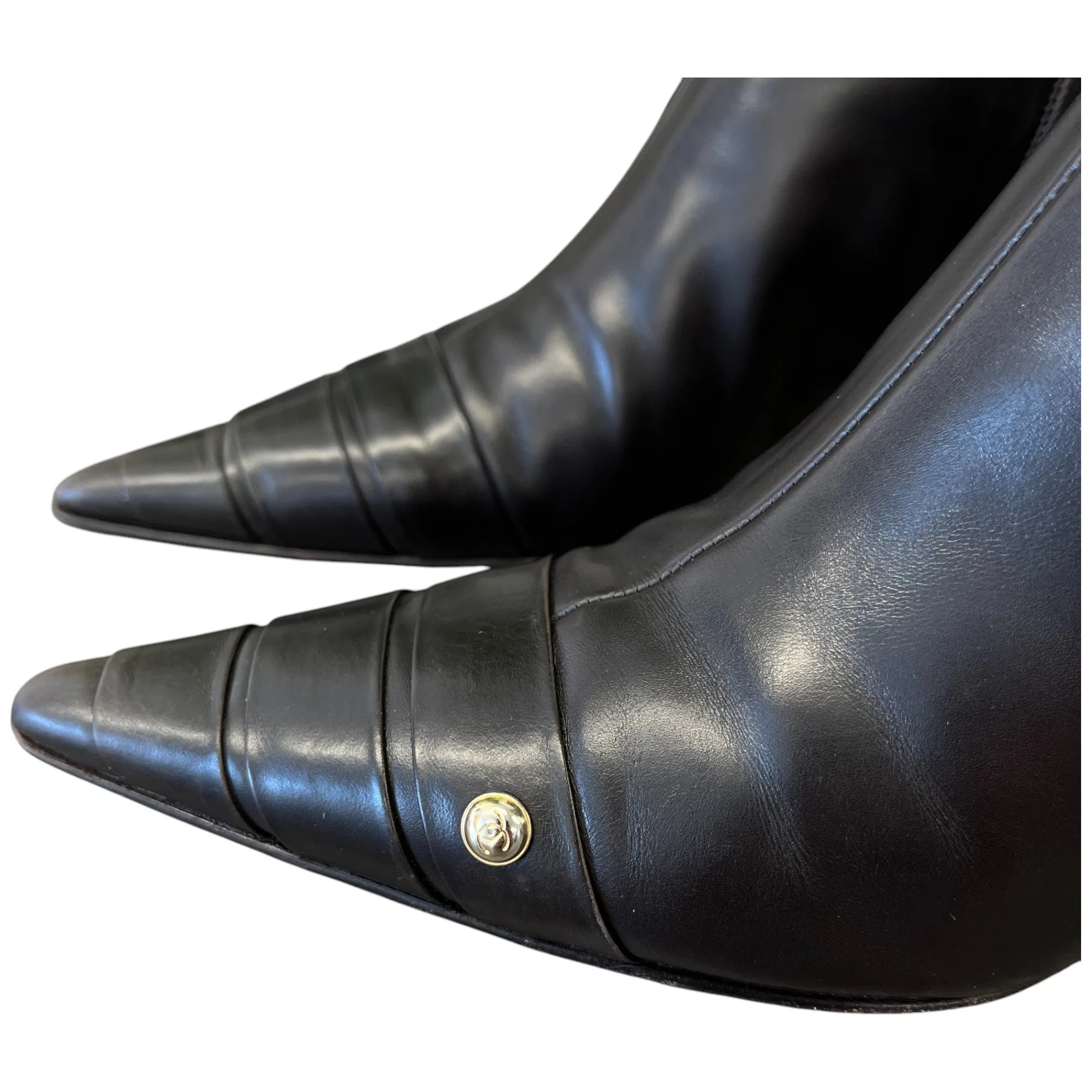 Women's Pointed Toe Logo Ankle Boots Brown Size EU 36 / UK 3