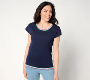 XLARGE TWILIGHT A648157 Belle by Kim Gravel Pop Color Crochet Trim Sweater